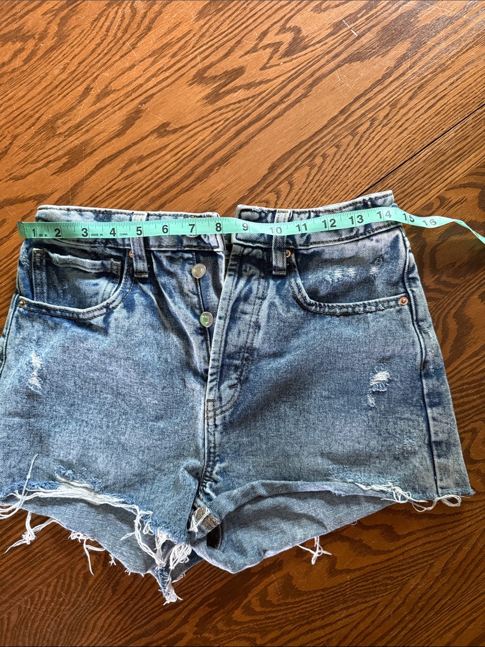 wild fable Light Blue Distressed High-Rise Denim Shorts